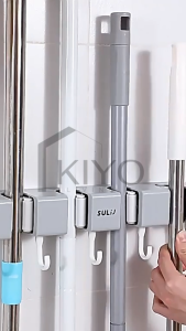 KIYO Tempat Penjepit Gantungan Sapu dan Pel Estetik Multifungsi Tahan Beban│Mop Broom Holder 4 Klip 3 Klip 2 Klip dan 1 Klip│Gantungan Klip Penjepit Organizer Cantolan Sapu Pel Tanpa Bor Waterproof Tanpa Bor