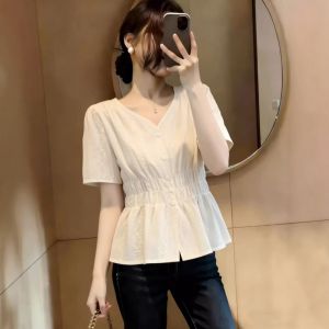 Slimming Waist Shaping Summer White Blouse