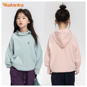 Rolanko 4-15 years Kids Girl Hoodie Pink Green Long Sleeves Letter Sports Tops Daily Casual Wear Fashion Costume
