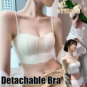 French Pleated Bra Detachable Ringless Thin Bra Without Underwire Seamless Underwear for Women Bras Lingerie