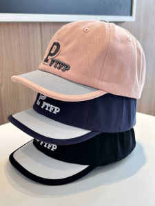 หมวกเบสบอลทรงสั้นลายตัวอักษร P สำหรับผู้หญิง หมวกแฟชั่นฤดูร้อน หมวกเด็ก หมวกผ้าฝ้ายลายสีบล็อก หมวกทรงสี่เหลี่ยมจัตุรัส