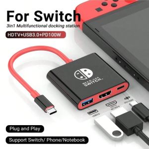 PD100W Game Docking Station For Nintendo Switch/ OLED Support TV Dock Mode USB-C to 4K HDTV Hub For Steam Deck Phone iPad Laptop