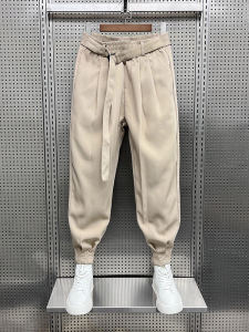 Ice Silk Drapey Mens Casual Pants Summer Trendy Brand Handsome Versatile Long Trousers Harajuku Style Loose Fit Youthful Popular
