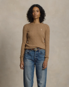 Polo Ralph Lauren Women Cable-Knit Cotton Crewneck Sweater