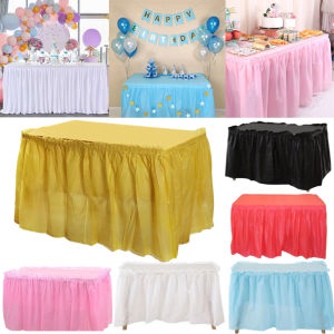 Solid Color Table Cloth Cover Sense of Atmosphere Oilproof Waterproof Table Skirts for Party Wedding Reception