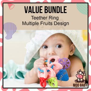 Moo Baby Teether Ring Rattle Ball Hanging Soft Toy for Baby Toy Playset Boy Newborn Teether Baby Toys Mainan Baby Mainan Budak Perempuan