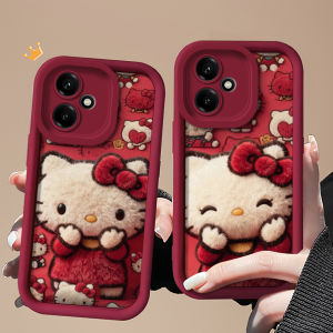 GAOERFUXIANSHENG | Drop Prevention Phone Case with Cute Cat Pattern and Simple Design Wine Red