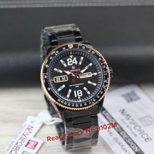 Jam tangan pria Naviforce 9102 tali rantai tanggal hari aktif original