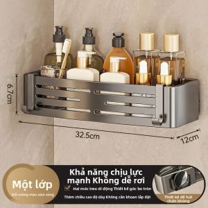 Kệ Góc Nhà Tắm Bằng Nhôm Hút Chân Không Gắn Tường Không Cần Khoan Giỏ Tam Giác Tiết Kiệm Không Gian