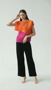 ผิวหมอน ซอสเวลา 6 ชั่วโมง เสื้อยืดลำลองแขนกุดสำหรับผู้หญิง สีคอกลม เสื้อพับ