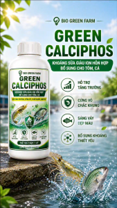 Chai 1L Khoáng Sữa GREEN CALCIPHOS Chống Cong Thân Mềm Vỏ Bổ Sung Khoáng Thiết Yếu Cho Tôm C