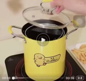 Nồi chiên ngập dầu với giá thoát dầu có thể tháo rời Inox 304 - Thiết kế Dễ Thương Sang Trọng Hiện Đại Trùm Sỉ Gia Thành