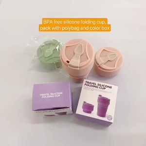 Cốc Gấp Gọn Bằng Silicon Cấp Thực Phẩm 350ML Có Nắp Tái Sử Dụng Di Động Thân Thiện Với Môi Trường Dùng Cho Du Lịch Và Cắm Trại Đựng Đồ Uống Nóng