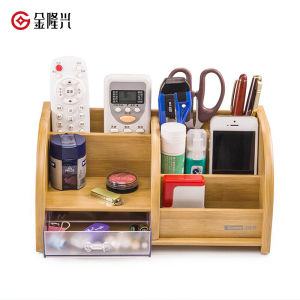 Wooden Multi-Functional Storage Box Desktop Creative Retro Pen Holder Large Capacity Paper Clip Organizer for Office And Students