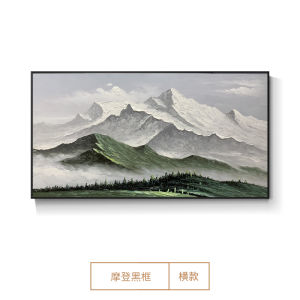 Hand-Painted Landscape Oil Painting Horizontal Version for Living Room Office Decor Wall Art Mountain Scene Chinese Style