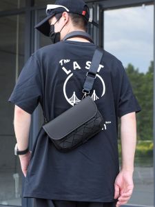 Small Casual Crossbody Bag for Men Mobile Phone Single Shoulder Bag Street Style Soft PU Leather Crossbody Bag with Phone Pocket