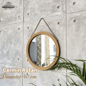 Cermin Rotan Bulat (TAHAN AIR DAN RAYAP) Cermin Aesthetic Cermin Estetik Cermin Gantung Cermin Kamar mandi Kaca Dinding Kaca Gantung Kaca Aesthetic Kaca Estetik Kaca Cermin