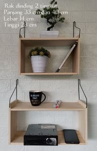 RAK DINDING SUSUN KAYU ESTETIK GANTUNGAN BESI SERBAGUNA