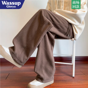 Quần Ống Đứng Dày Dặn Thoải Mái Phong Cách Hàn Quốc Mùa Đông Nỉ Rộng Rãi Ấm Áp Quần Dài Thường Ngày Cho Nam