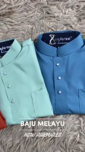 PG4 Baju Melayu Dewasa & Budak Sepasang Warna Brick Orange Sage Green Ash Blue Olympic Gold Slim Fit Cotton Raya BMC
