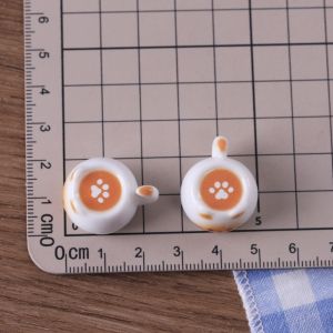5pcs Mini Cute Kawaii Cat Paw Coffee Cup Resin DIY Cat Claw Latte Mug Miniature Simulation  Doll Accessories Handmade Decoration