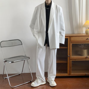 Spring Autumn Mens Casual Loose Style Two-Piece Suit Jacket And Pants Set Fashionable And Handsome Korean Version