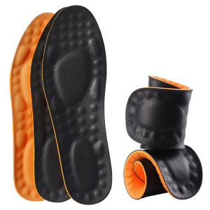 LINGMIAO | Moisture Absorbing Odor Preventing Shock Absorbing Leather Insoles for Men