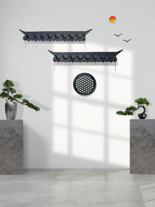 Mini Decorative Roof Tile Resin Ancient Chinese Style Gable End Wall Surrounding Decoration Tile Integrated Design without Stand