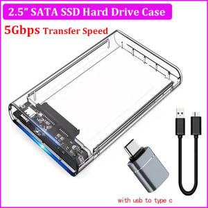 USB 3.0 HDD Enclosure 2.5inch External SATA SSD Clear Hard Drive Case with 5Gbps Transfer Speed Mobile External Housing Hard disk Boxs Cable， for 2.5 inch 7mm 9.5mm SATA HDD SSD Max 6TB Support UASP(2139U3)