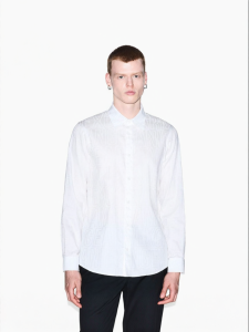Armani Exchange | Mens Cotton Jacquard Collared Long Sleeve Shirt