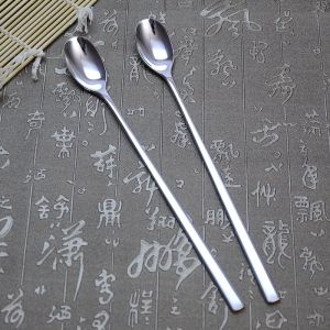 Food Grade 304 Stainless Steel Long Handle Spoon Anti-Scalding Stirring Coffee Honey Ice Sugar Block Juice Soup Spoon