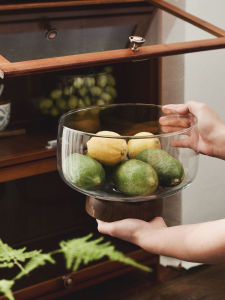 จานใสใส่ผลไม้สไตล์ญี่ปุ่นสุดเก๋สำหรับบ้านพักชั่วคราว จานใสสำหรับใส่ของอร่อย จานใสสำหรับเก็บผลไม้ในห้องนั่งเล่น