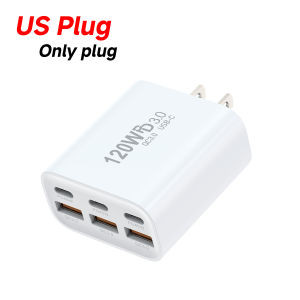 Mobile Phone Fast Charger EU/AU/US/UK Plug 6-Ports with TYPE-C & USB PD45W QC3.0 Wall Charger Adapter for iPhone Xiaomi HUAWEI