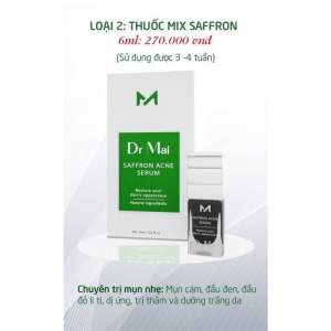 [Chính Hãng Dr Mai] Serum mụn dr mai nguyên chất và mix saffron 6ml giúp đánh bay mụn sạch thâm chiết xuất từ thiên nhiên. Combo dr mai serum làm mờ thâm sạch mụn mụn lưng phục hồi da tổn thương dưỡng da và ngăn ngừa mụn. Không corticoid.