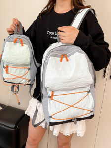 Color Block Large Capacity Backpack Lightweight Commuter Single Shoulder Bag for Short Trips Fashionable Casual Style Nylon Material