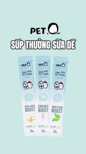 Súp thưởng cho mèo PetQ Súp thưởng sữa dê cao cấp Vitamin Dầu cá Cỏ mèo Ngon miệng Dinh dưỡng Mọi tuổi mèo15g