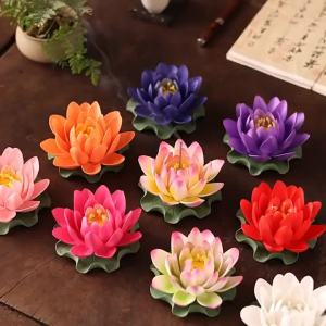 Zen Ceramic Sleeping Lotus Incense Burner Handmade Porcelain Sandalwood Incense Holder for Home Decor Tea Ceremony Ornaments