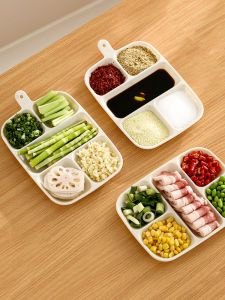 Kitchen Grade Four Grids Side Dish Plate Multi-Purpose Sauce Tray for Hot Pot Preparation Plastic Non-Foldable Cooking Utensil