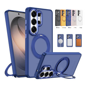 360 Rotation Ring Stand Case for Samsung Galaxy S26 Ultra S26 Plus Magnetic Holder Metal Mounting Shockproof Frosted Clear Cover
