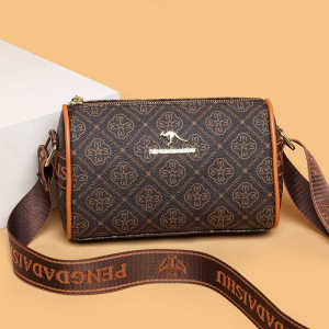 Fashionable Soft Leather Shoulder Crossbody Bag for Women Middle-Aged Mom Bag with Wide Strap Stylish Ladies Handbag