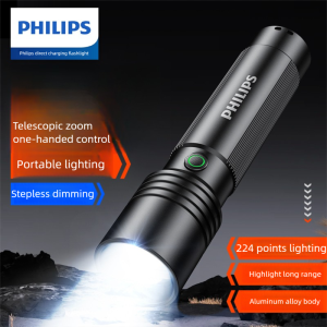 Philips SFL2146 2025 Super Bright Rechargeable Flashlight - Long Range Zoom Portable for Outdoor & Home Use  Defensa Personal