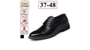Giày big size nam SAHA132 giầy tây công sở derby đen cỡ to bigsize lớn số 43 44 45 46 47 48 âu trơn đẹp cao cấp buộc dây