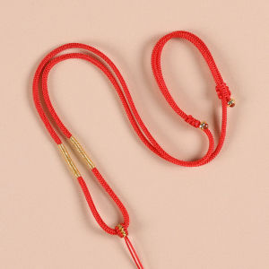 Black Handmade Woven Necklace Rope Gold Pendant Lanyard Hanging Cord for Men And Women Peace Buckle Carved Jadeite Faux Leather