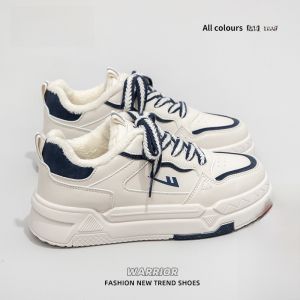 Warrior | Giày thể thao đế dày thường ngày cho nữ Giày thể thao đế xuồng đế cao su màu trắng thời trang mùa đông 2025 Giày thể thao đa năng