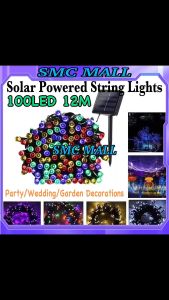 12 Meter 100 LED Solar Waterproof with Cord Christmas Lights Outdoor Home Decoration Solar Led String