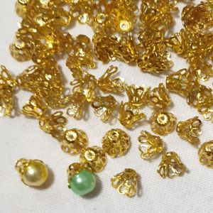 ฝาครอบลูกปัด มงกุฎ งอบ ฝาครอบ ครอบลูกปัด DIY  ( 100 ชิ้น)  ฐานรองลูกปัด