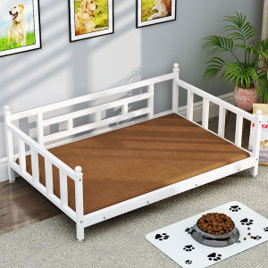Dog Bed Removable and Washable Medium Large Dog Iron Art Kennel Golden Retriever Teddy Iron Bed Solid Wood Summer Warm Pet Mat