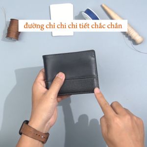 Ví nam da taiga phối da nappa cao cấp V142 - Bụi leather