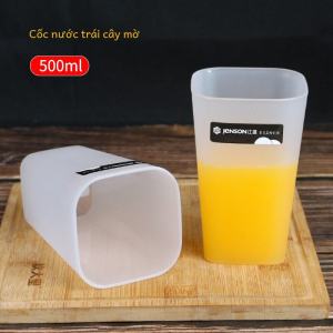 Thickened Square Milk Cup Juice Plastic Cup Anti-fall High Temperature Resistant Large Capacity Water Cup Frosted Semi-transparent 450ml