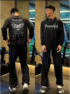 Áo Thun Dài Tay Cotton Phong Cách Mỹ Thường Ngày Rộng Rãi Cho Nam Mùa Xuân Thu Thời Trang Quần Áo Công Sở Thường Ngày